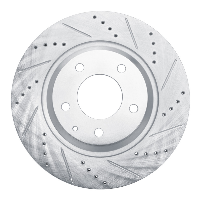 Mazda RX-8 Brake Rotor (1) - Rear Right - R1 Concepts - Drilled & Slotted - Silver - `04-`11